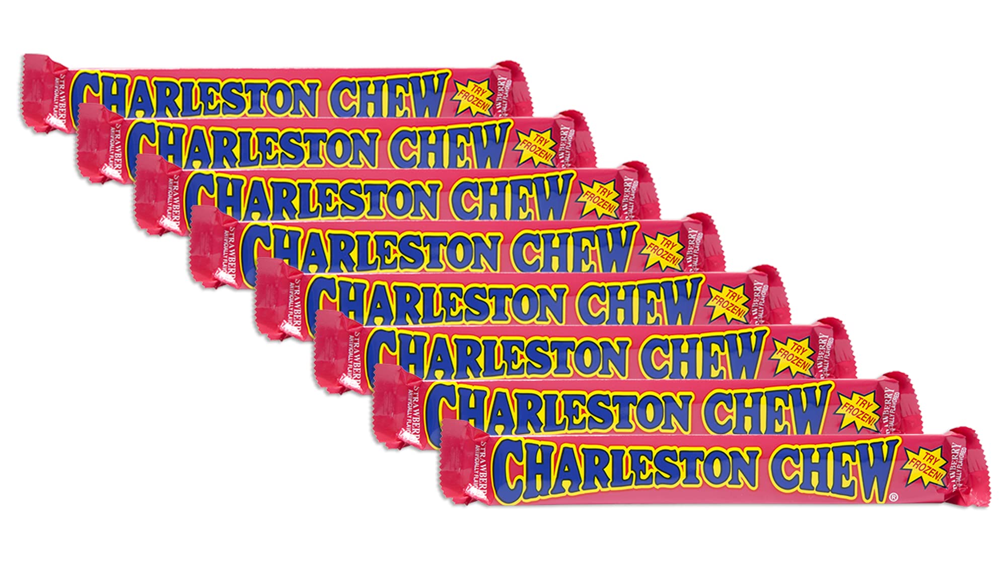Charleston Chew Strawberry bar pack-8 shown for sharing a nostalgic retro treat.