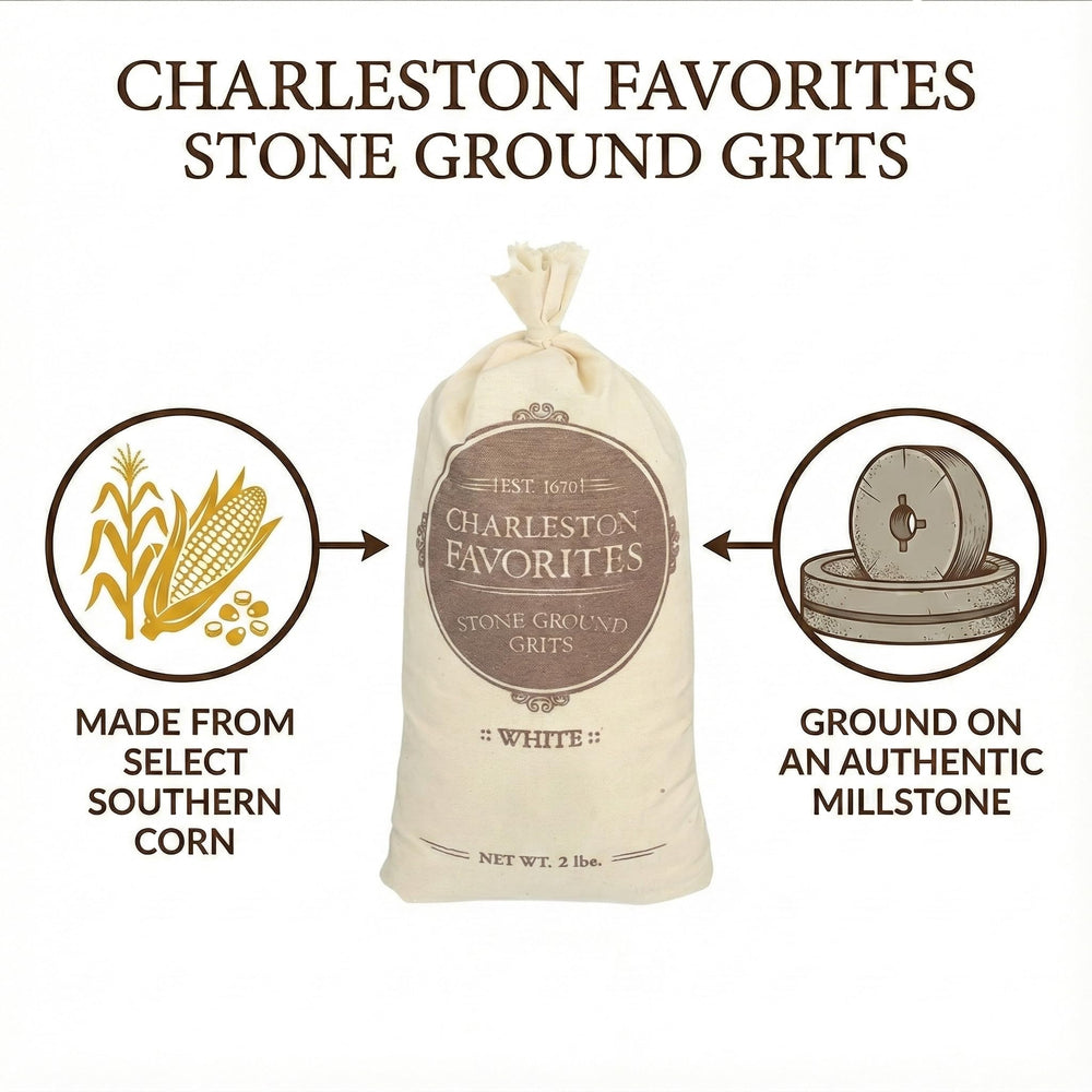 Charleston Favorites shrimp and grits dish highlighting grits as a star