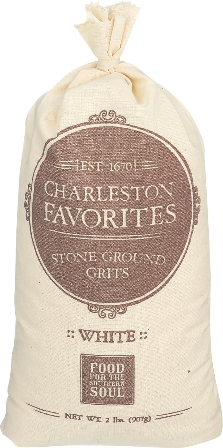Charleston Favorites stone-ground grits bag, ideal pantry staple for creamed dishes