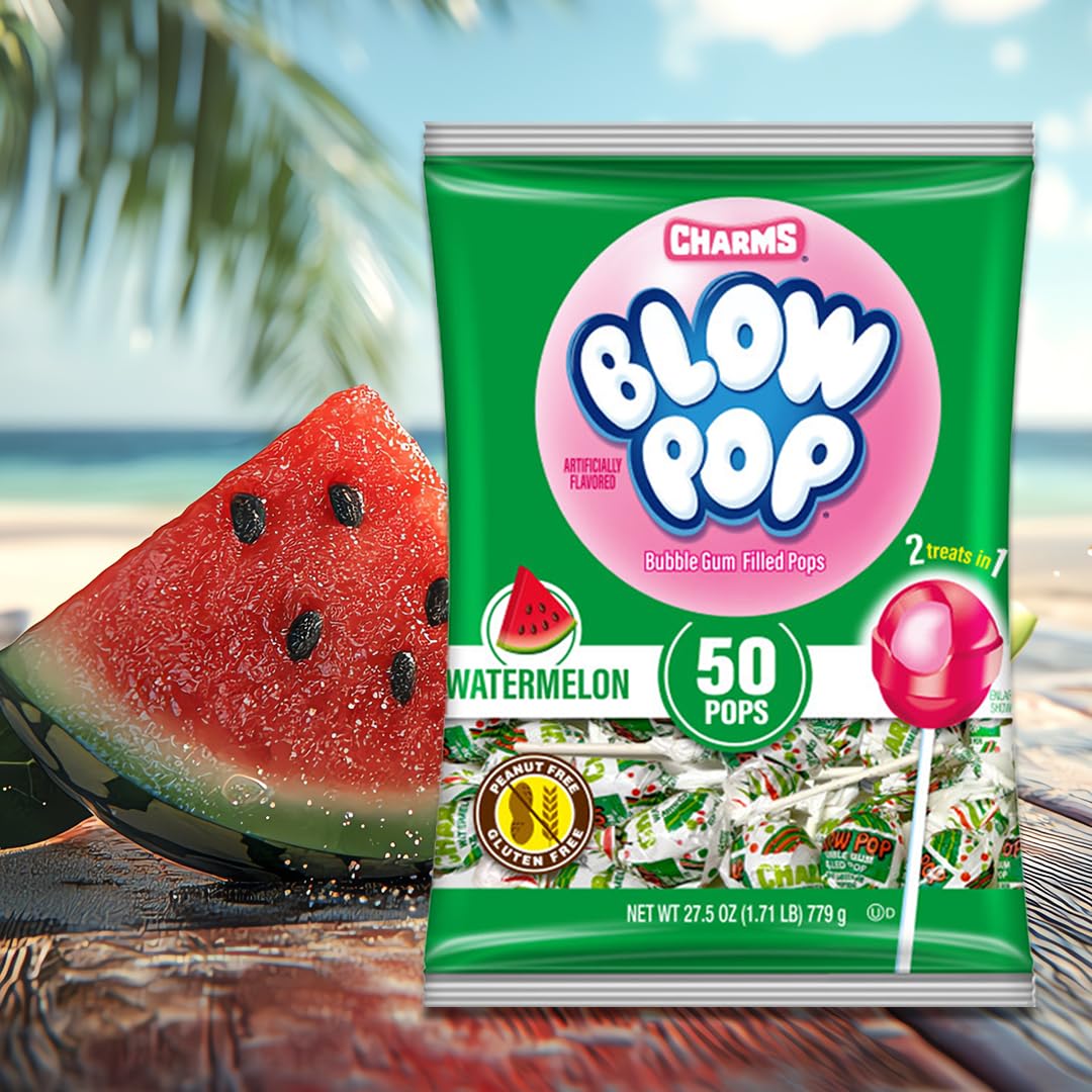 Charms Blow Pop snack time moment with watermelon flavor
