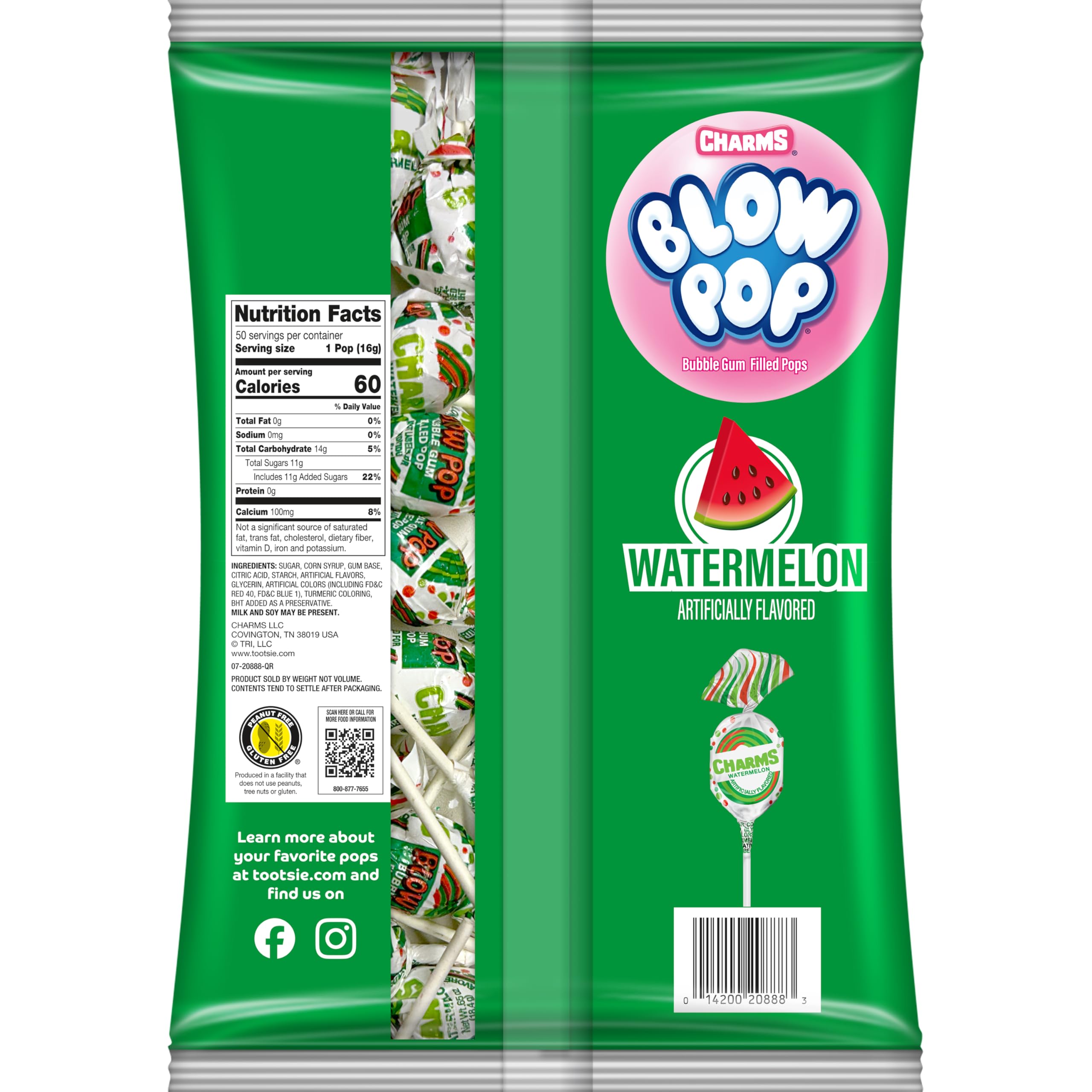 Charms Blow Pop bubble gum center reveal, dual treat