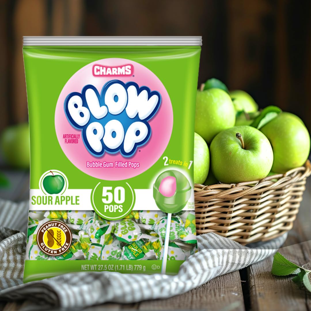 Charms Blow Pops 60 calories per pop, lighter indulgence option.