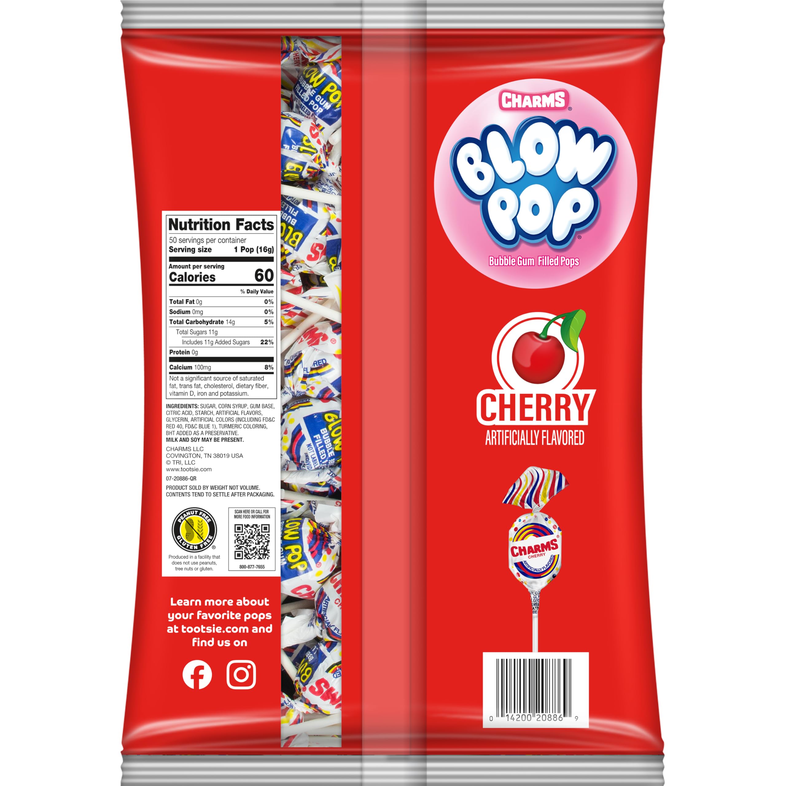Charms Blow Pops are individually wrapped for freshness.