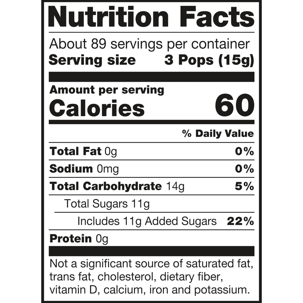Charms Organic Pops Grape lollipops in resealable bag; non-GMO and kid-friendly snack.
