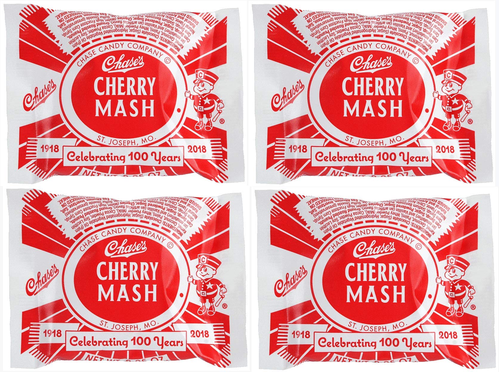 Chase's Cherry Mash bar features chocolate shell and cherry center, ideal for a quick nostalgic snack.