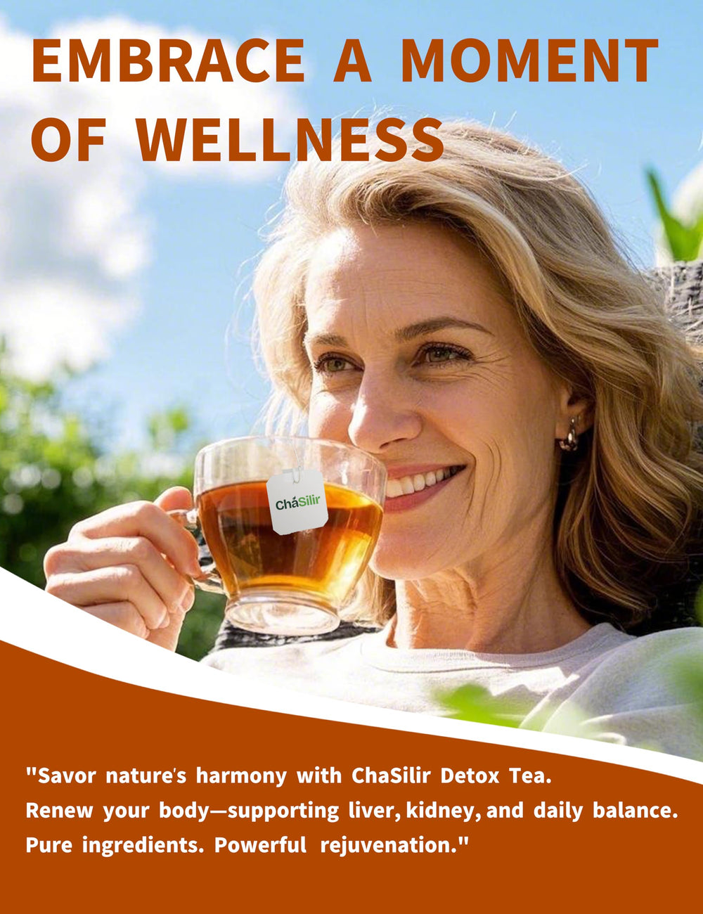 ChaSilir brewed detox tea in a mug invites a soothing amber infusion.