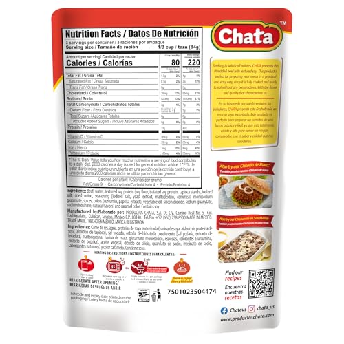 Chata carne de res deshebrada packaging close-up highlighting quality.