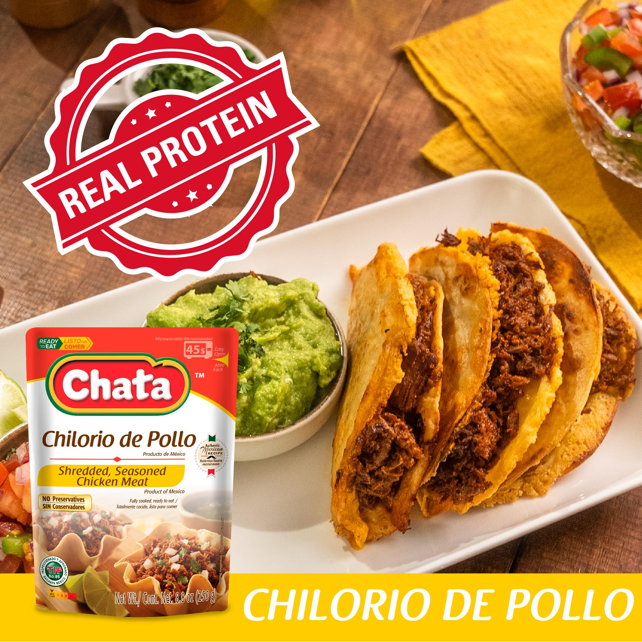 Chata chilorio tacos and burritos serving image demonstrates versatile filling option.