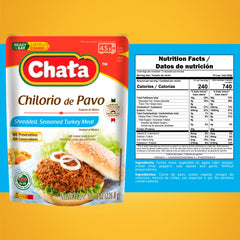 Chata Mexican Turkey Chilorio ready-to-heat 8 oz portion for quick meals.