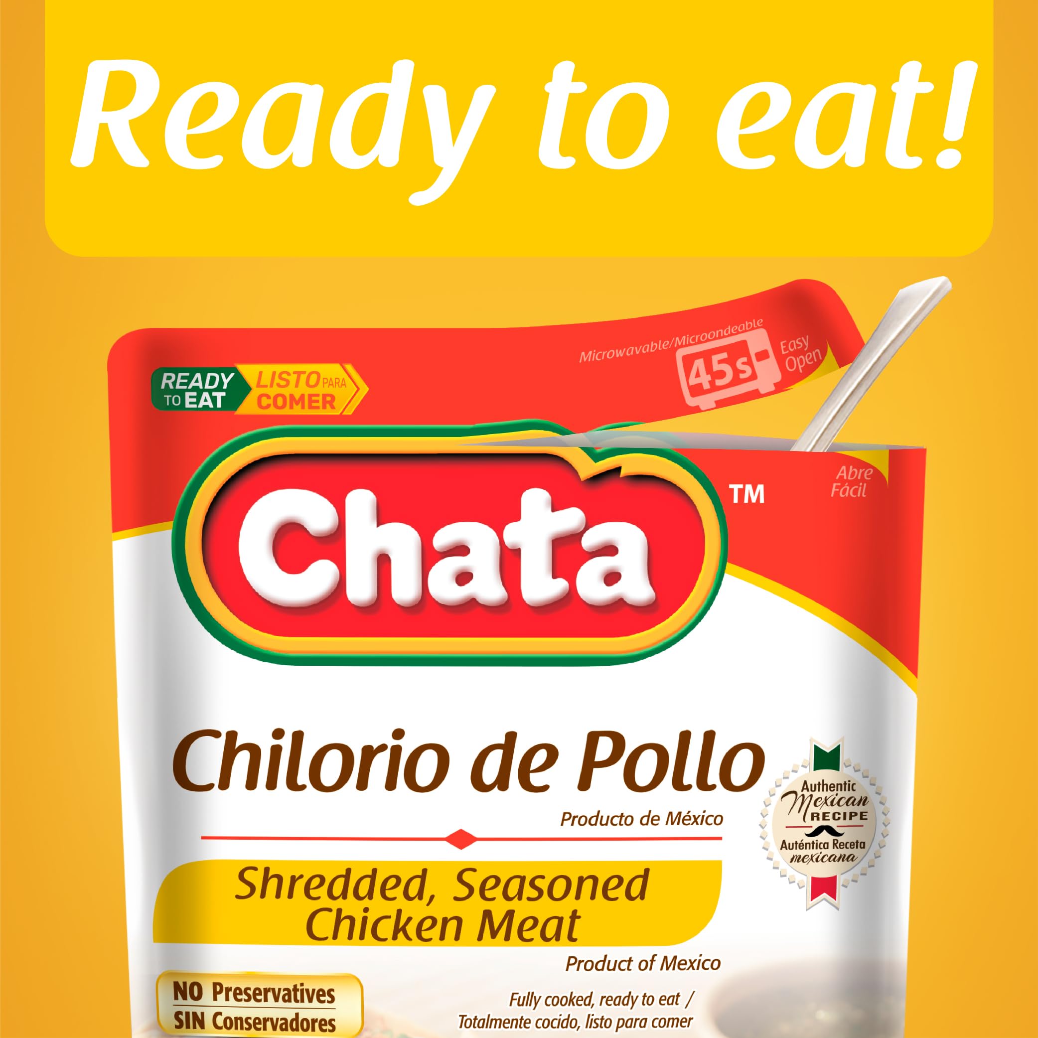 Chata ready-to-eat meal shot suggests heat-and-serve convenience for busy days.