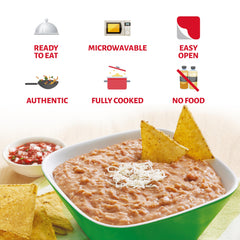 Chata refried pinto beans three-pack, perfect filling for tacos and burritos.
