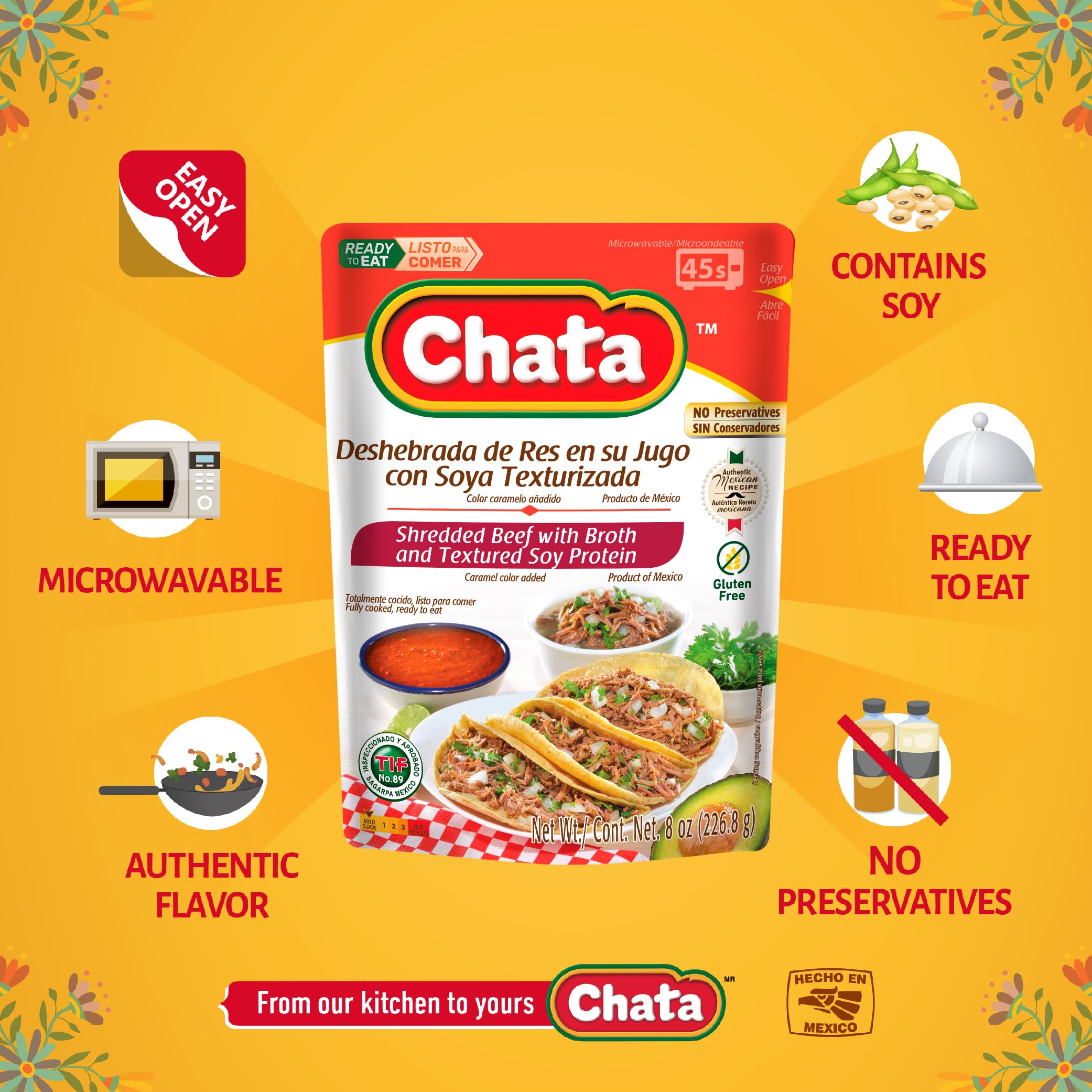 Chata SQF-certified beef with no added preservatives.