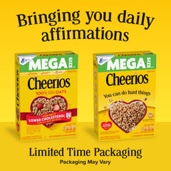 Cheerios Affirmations box close-up, cheerful morning messaging.