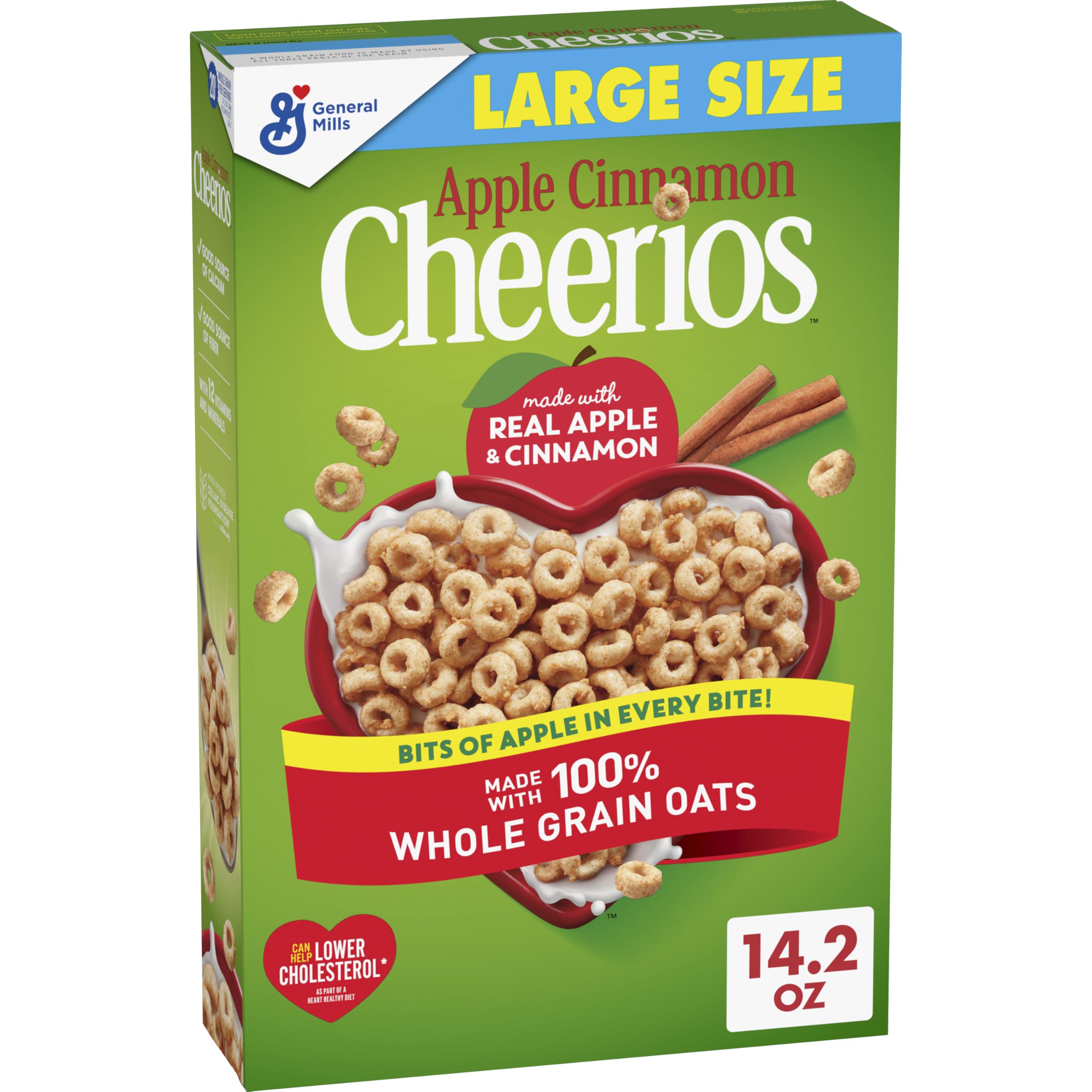 Cheerios Apple Cinnamon bowl ready for breakfast, featuring gluten-free whole grains.