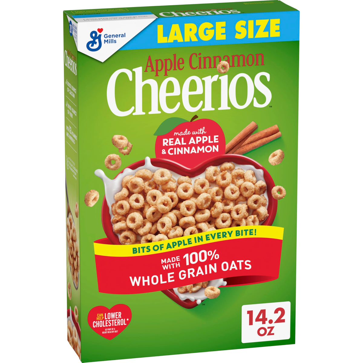 Cheerios Apple Cinnamon bowl ready for breakfast, featuring gluten-free whole grains.