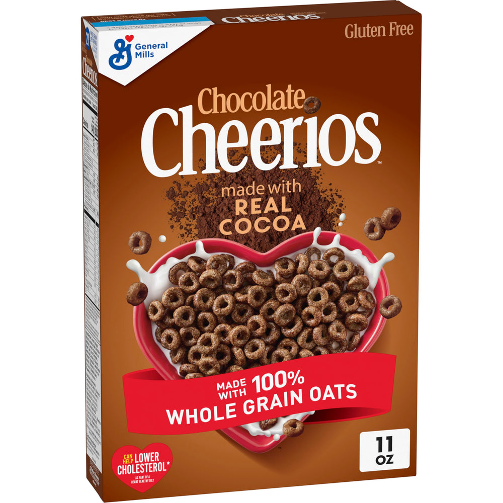 Cheerios Chocolate cereal in a bowl with milk, a heart-healthy breakfast option.