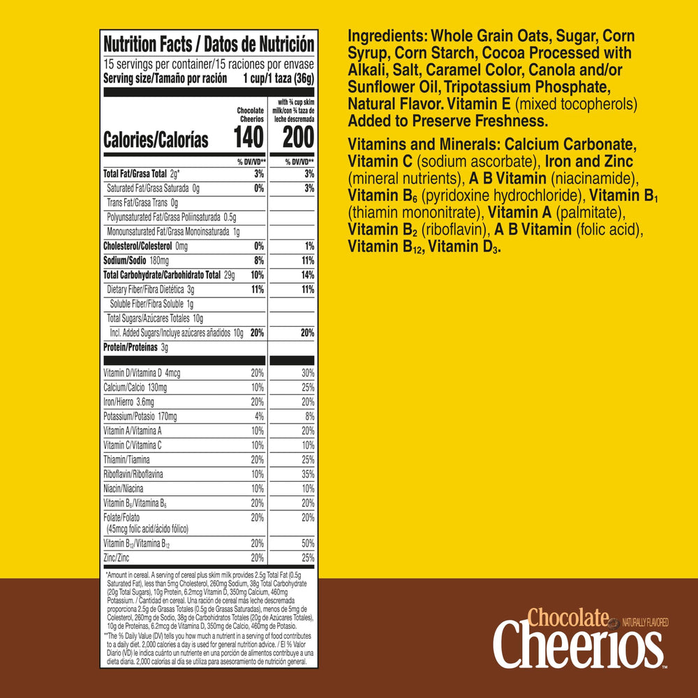 Cheerios Chocolate box front in a family size package