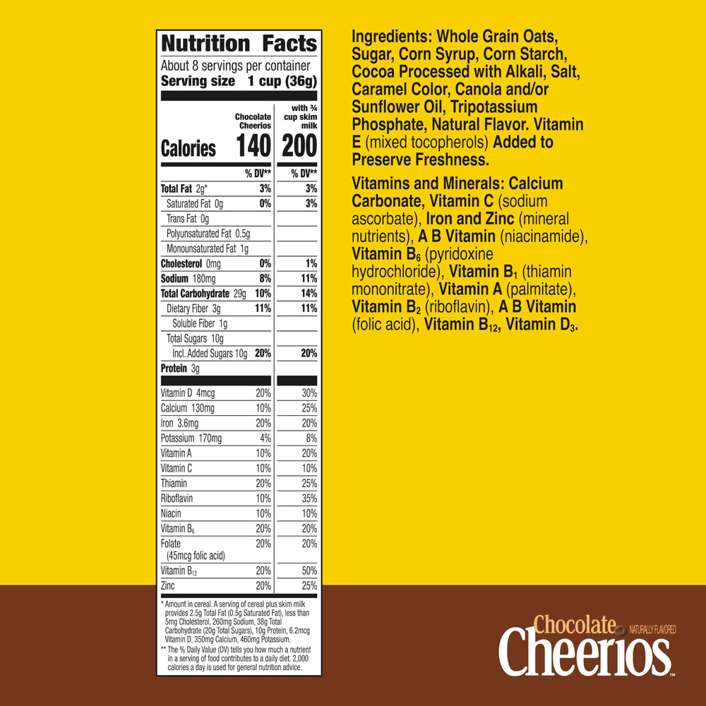 Pouring milk over Cheerios Chocolate cereal for a quick gluten-free breakfast.