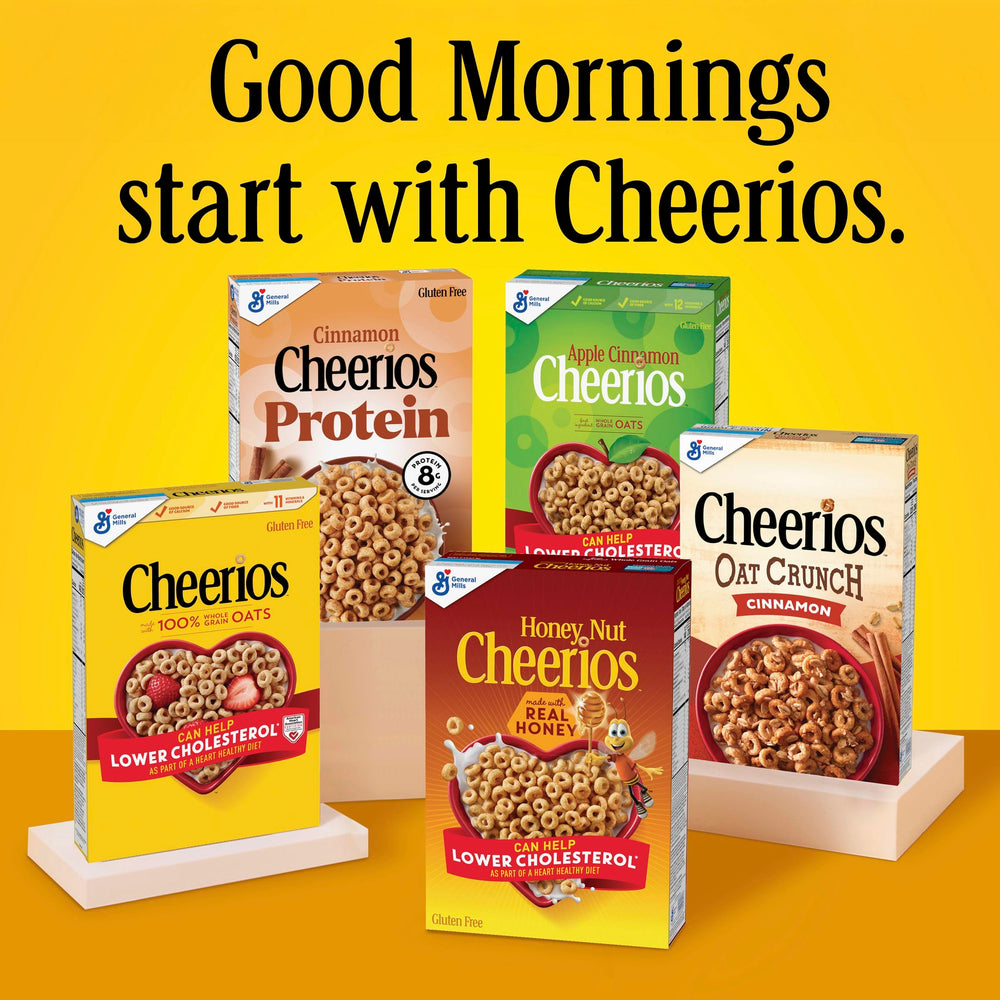 Cheerios Chocolate family size box on table for shared breakfasts