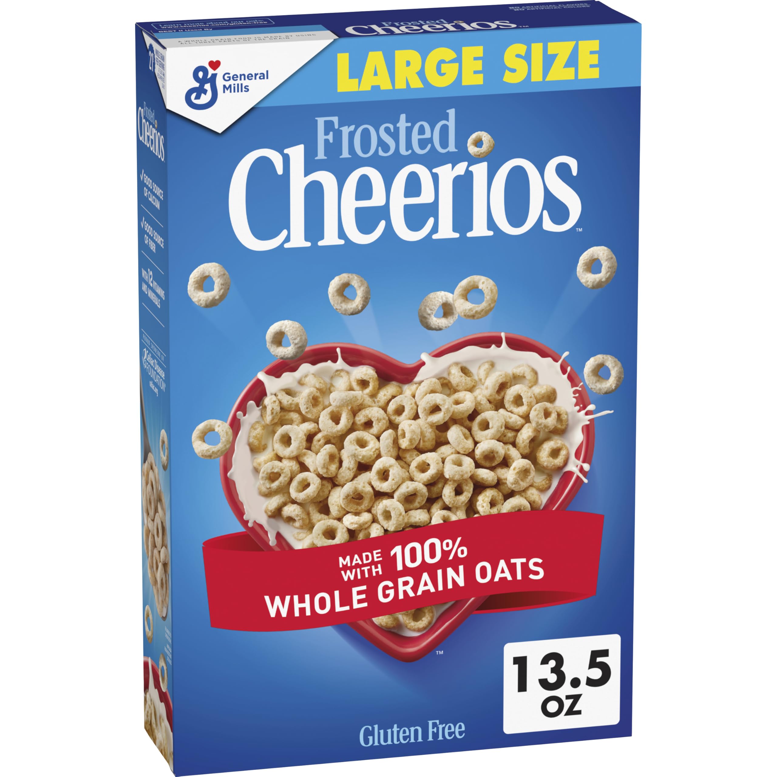 Frosted Cheerios bowl for breakfast with whole grain oats and fiber.