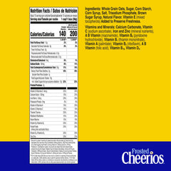 Cheerios Frosted cereal closeup gluten free crunch and essential nutrients.