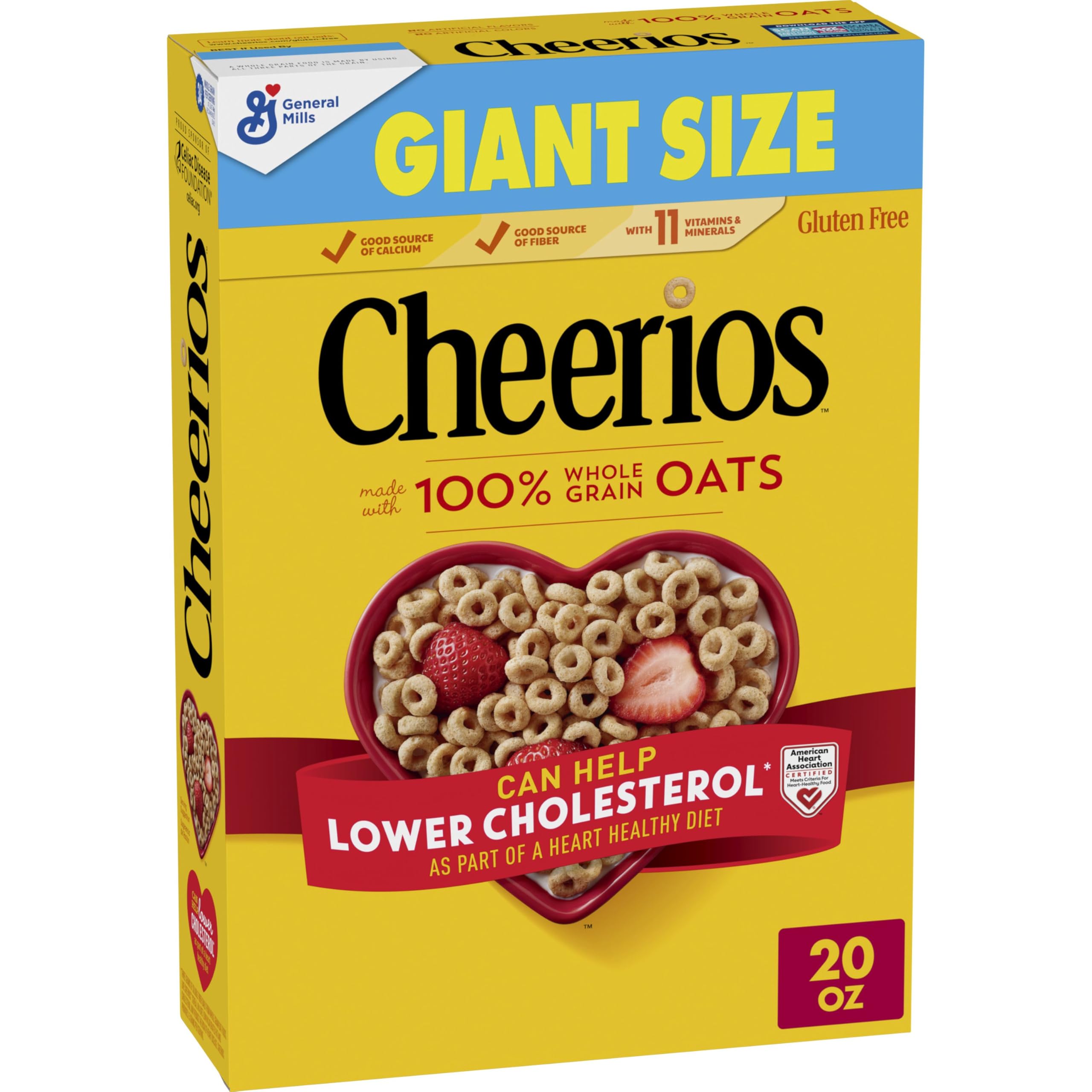Cheerios Heart Shapes box with affirmations for a cheerful morning.