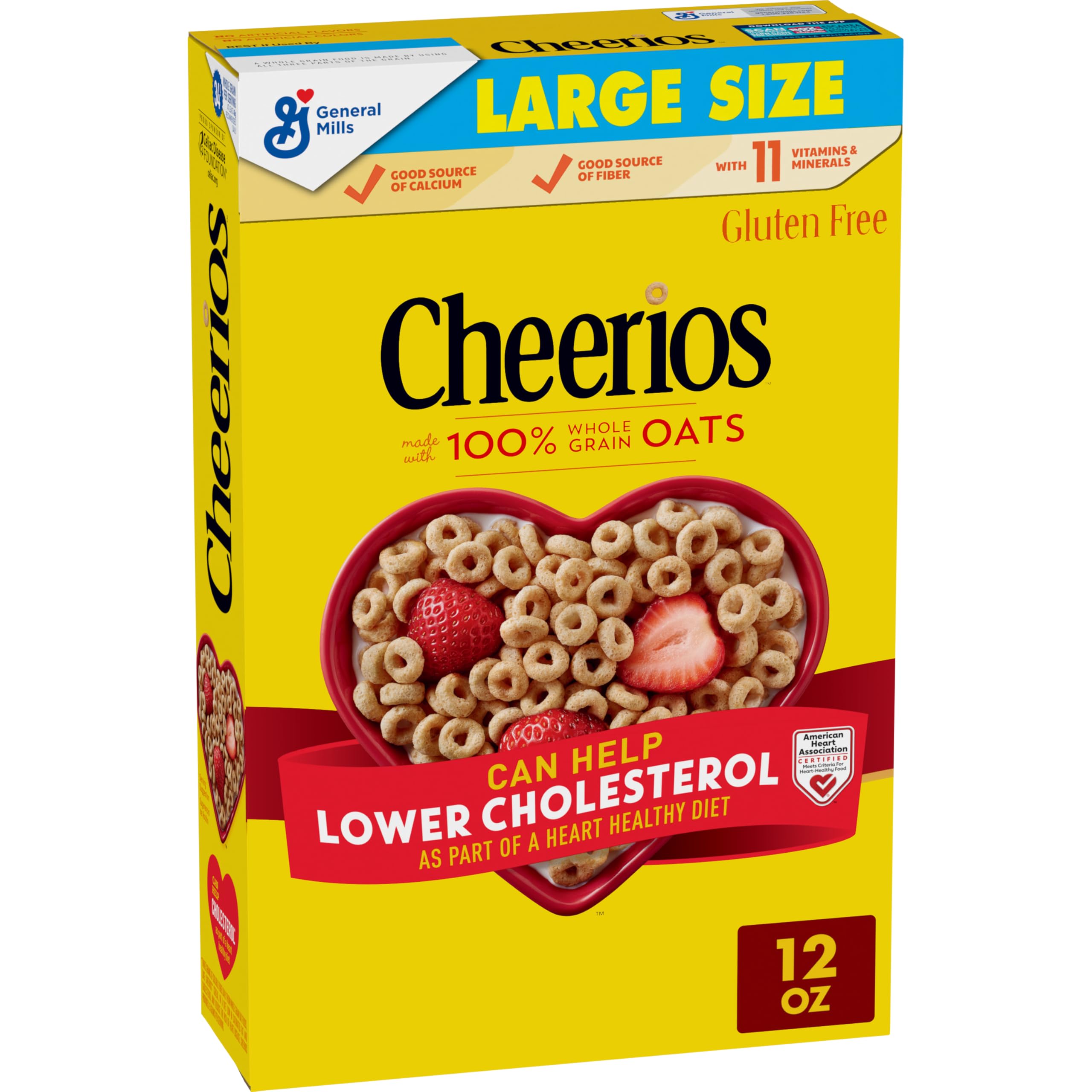 Cheerios Heart Shapes cereal box with affirmations to brighten mornings