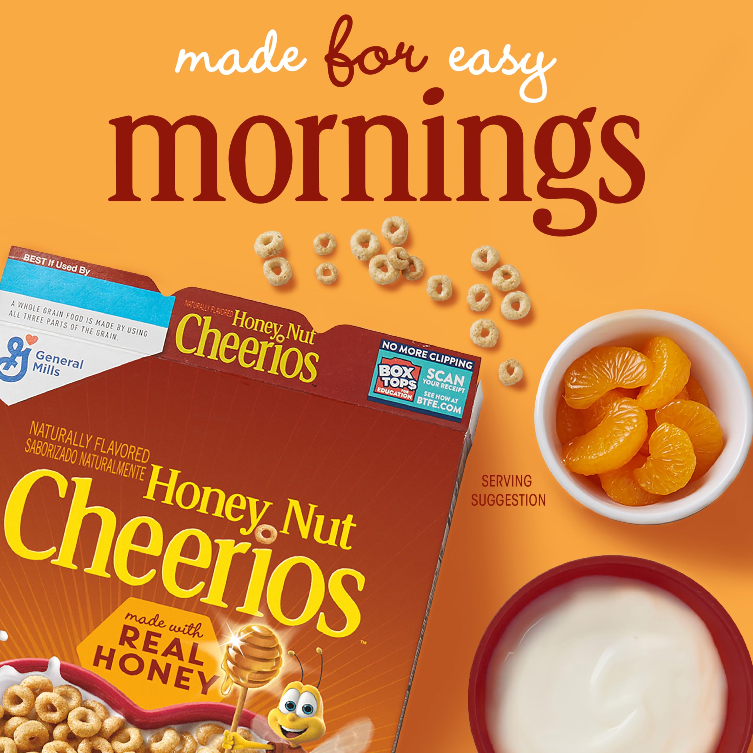 Honey Nut Cheerios aroma visual with almonds in a bowl.