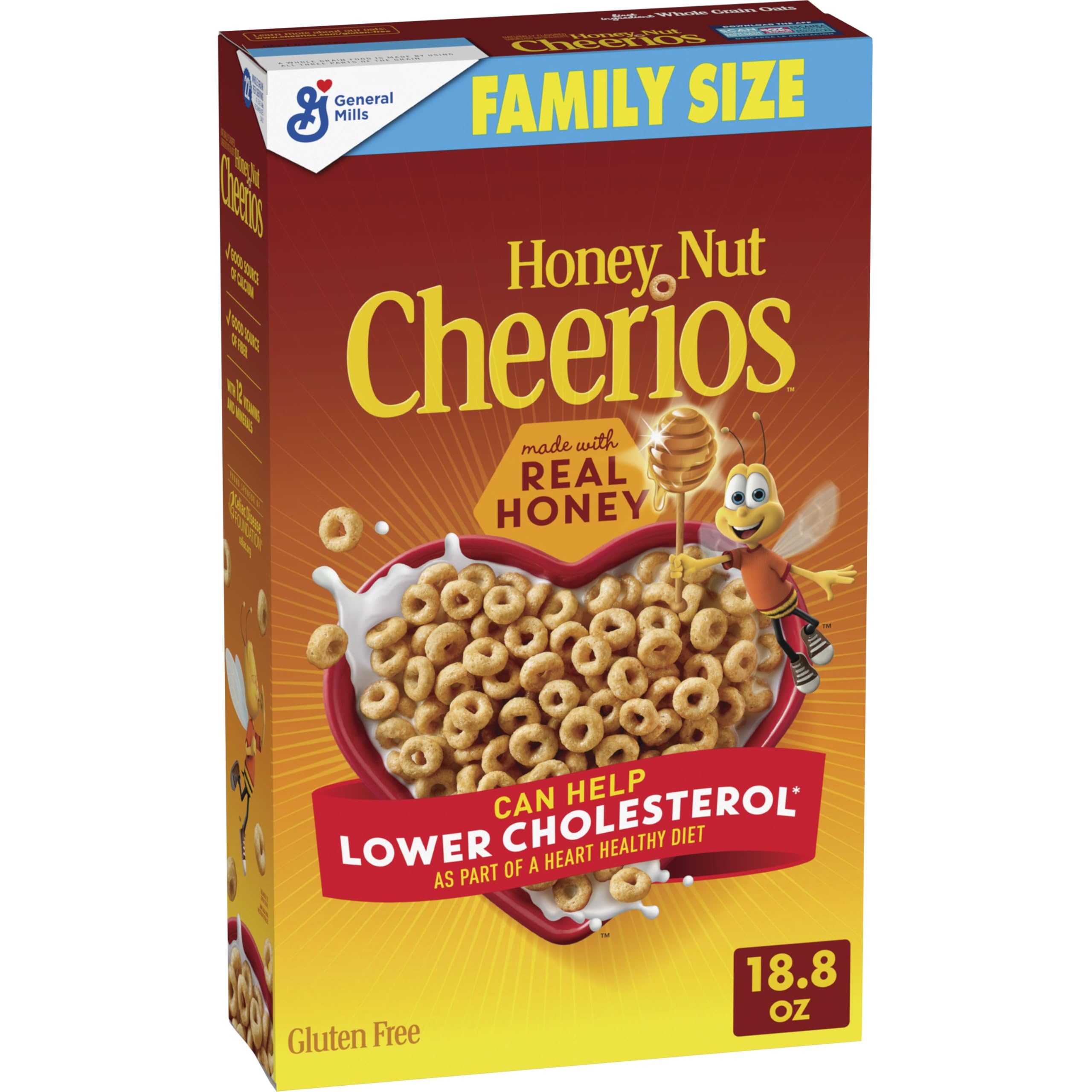 Cheerios Honey Nut Heart Shapes box with affirmations for a cheerful morning