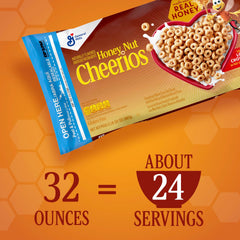 Cheerios Honey Nut Cheerios value bag packaging for easy pantry storage.