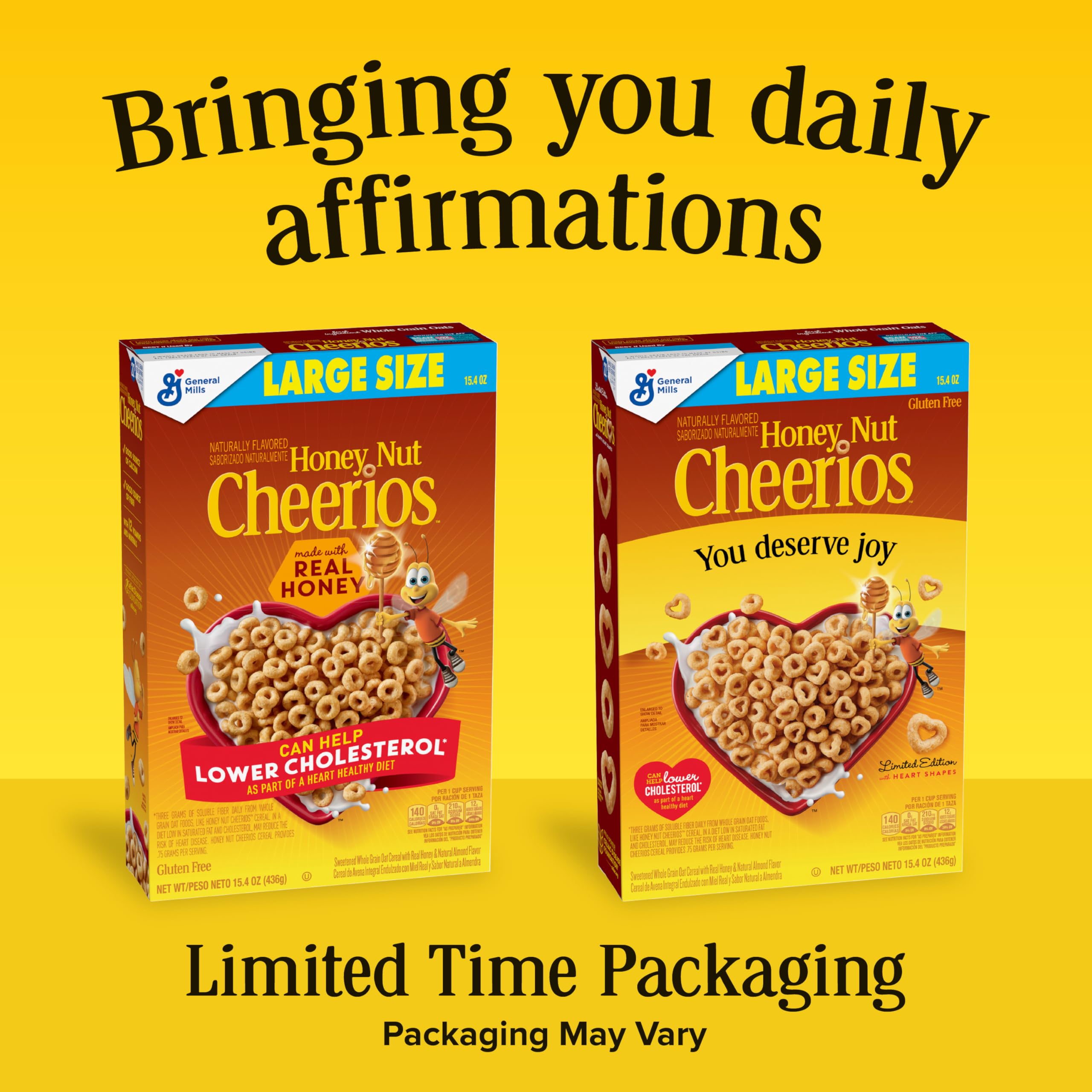 Pouring Cheerios Honey Nut into a bowl from the box.