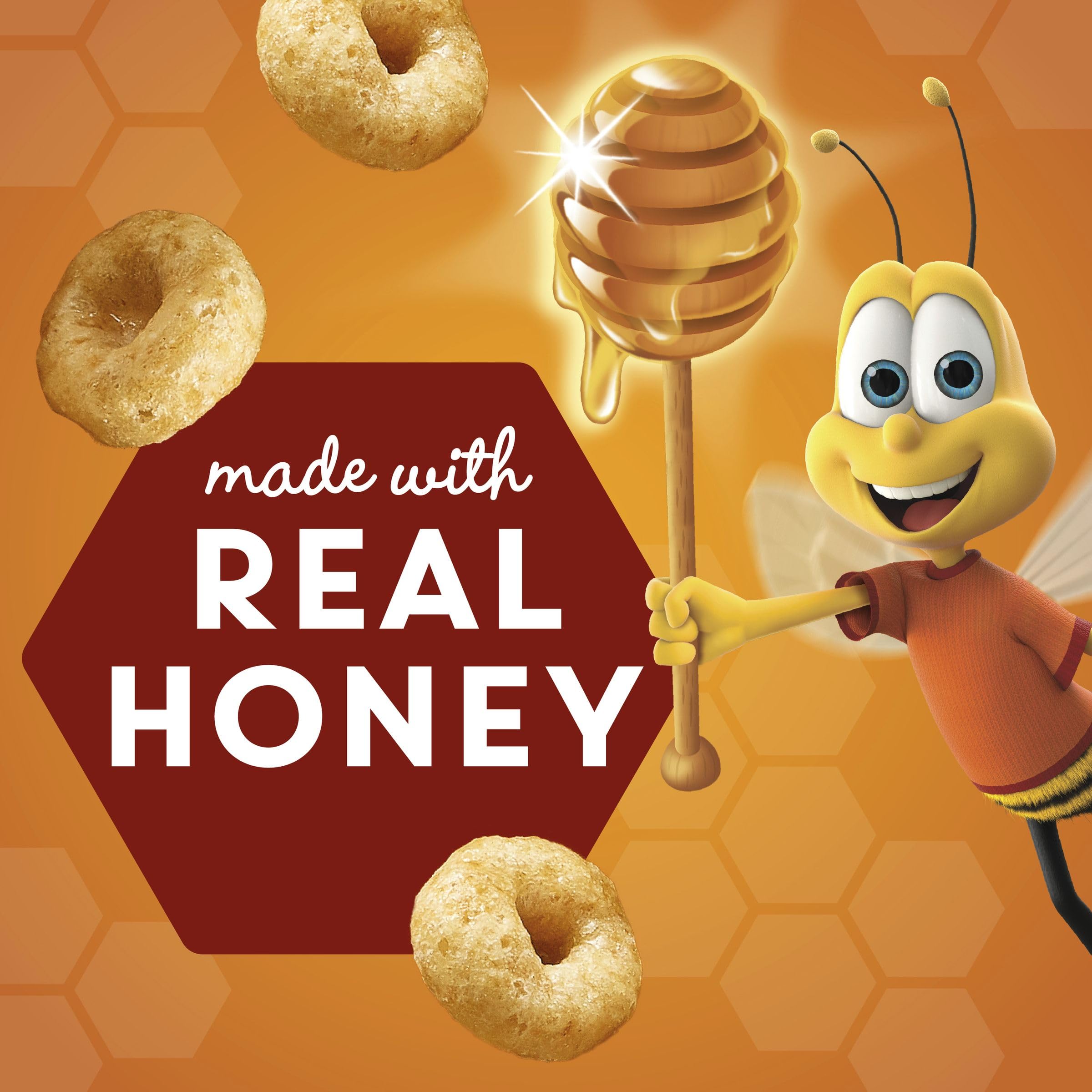 Whole-grain Cheerios Honey Nut Cheerios emphasis on oats and fiber.