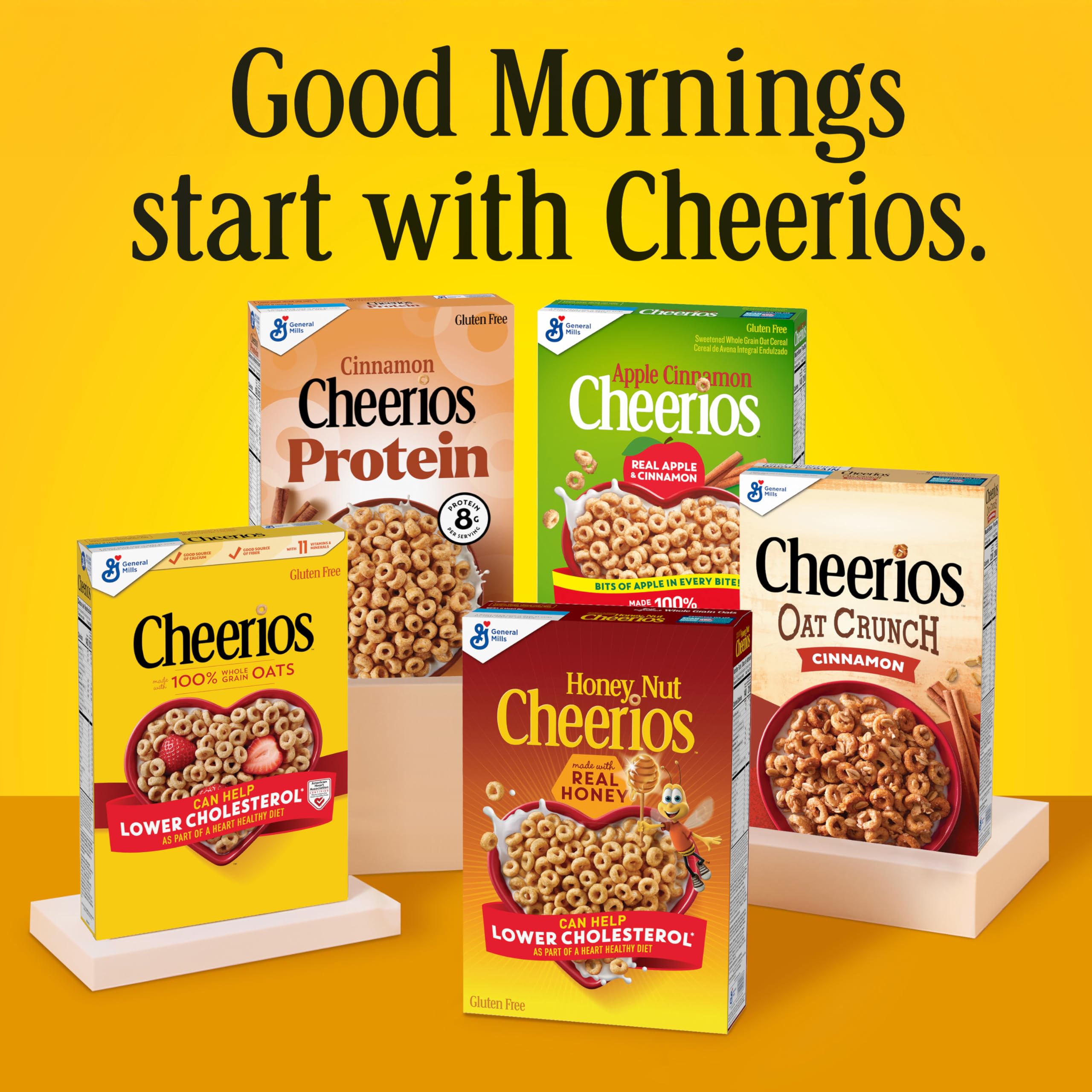 Gluten-free Cheerios Multi Grain cereal packaging on shelf