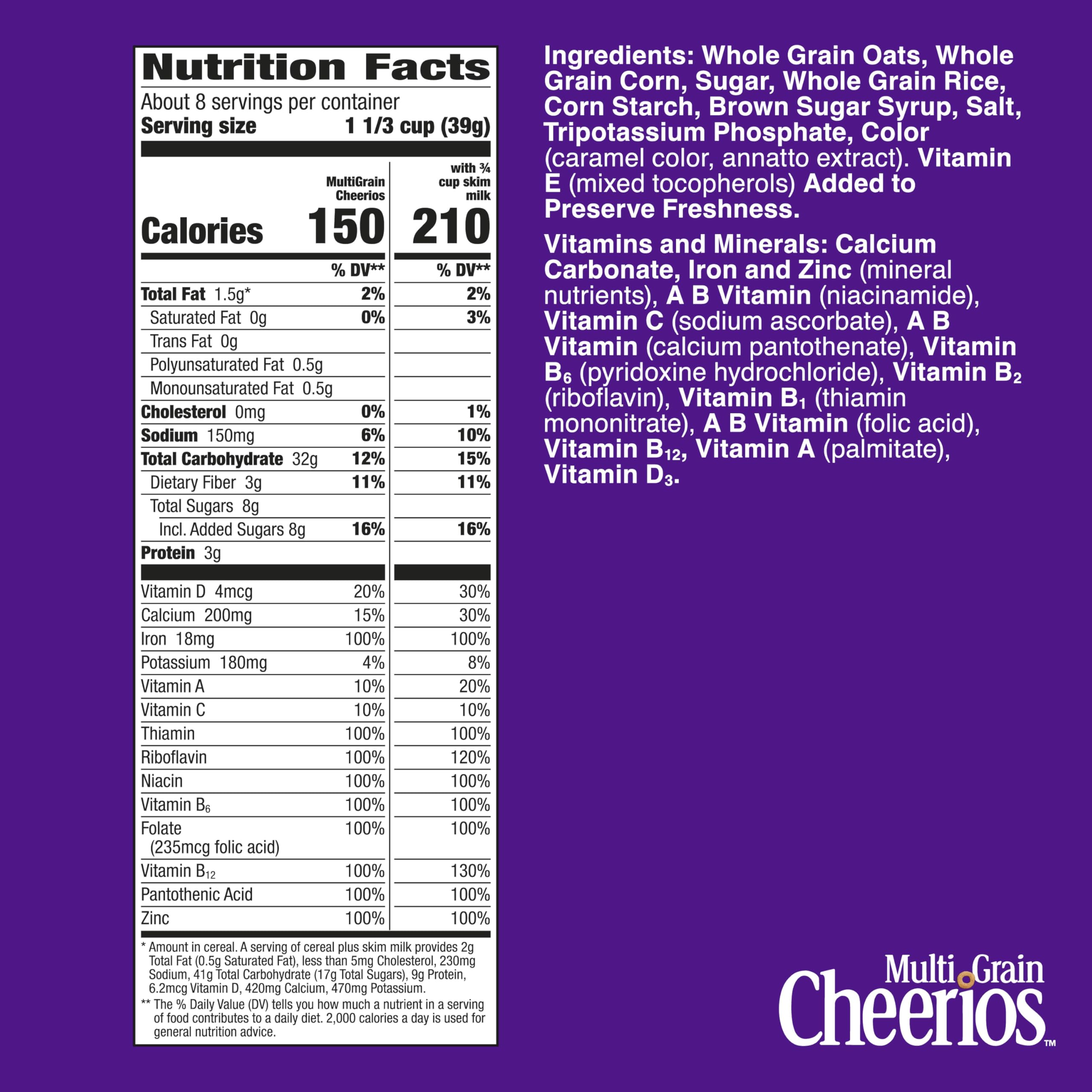 Pouring Cheerios Multi Grain cereal with milk for a quick breakfast