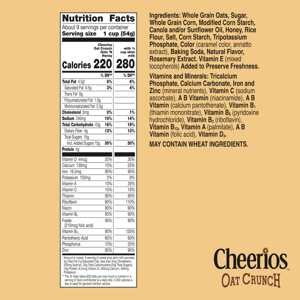 Close-up of Cheerios Oat Crunch flakes showing textured multigrain goodness