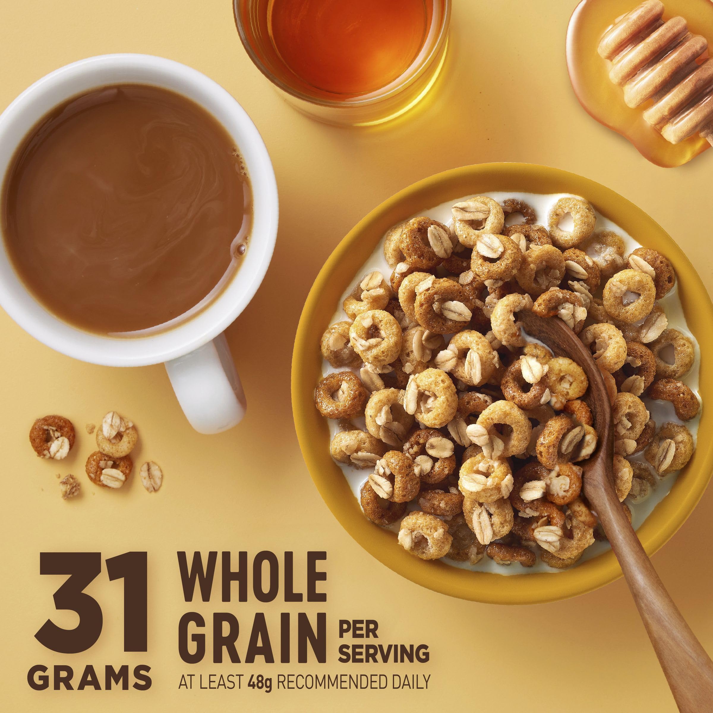 Pantry display of Cheerios Oat Crunch large box for easy mornings