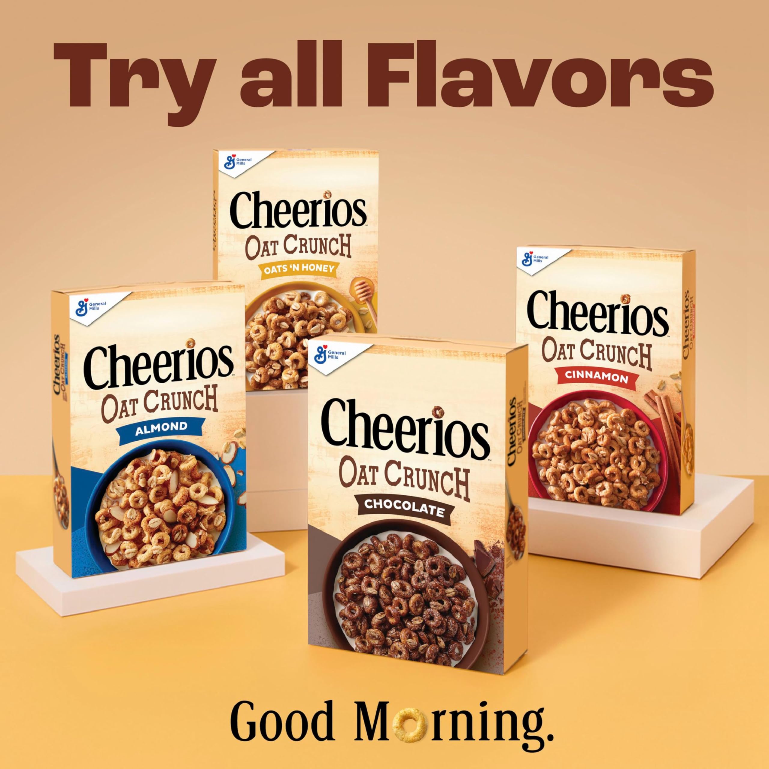 Morning routine with Cheerios Oat Crunch ready-to-eat from the box.