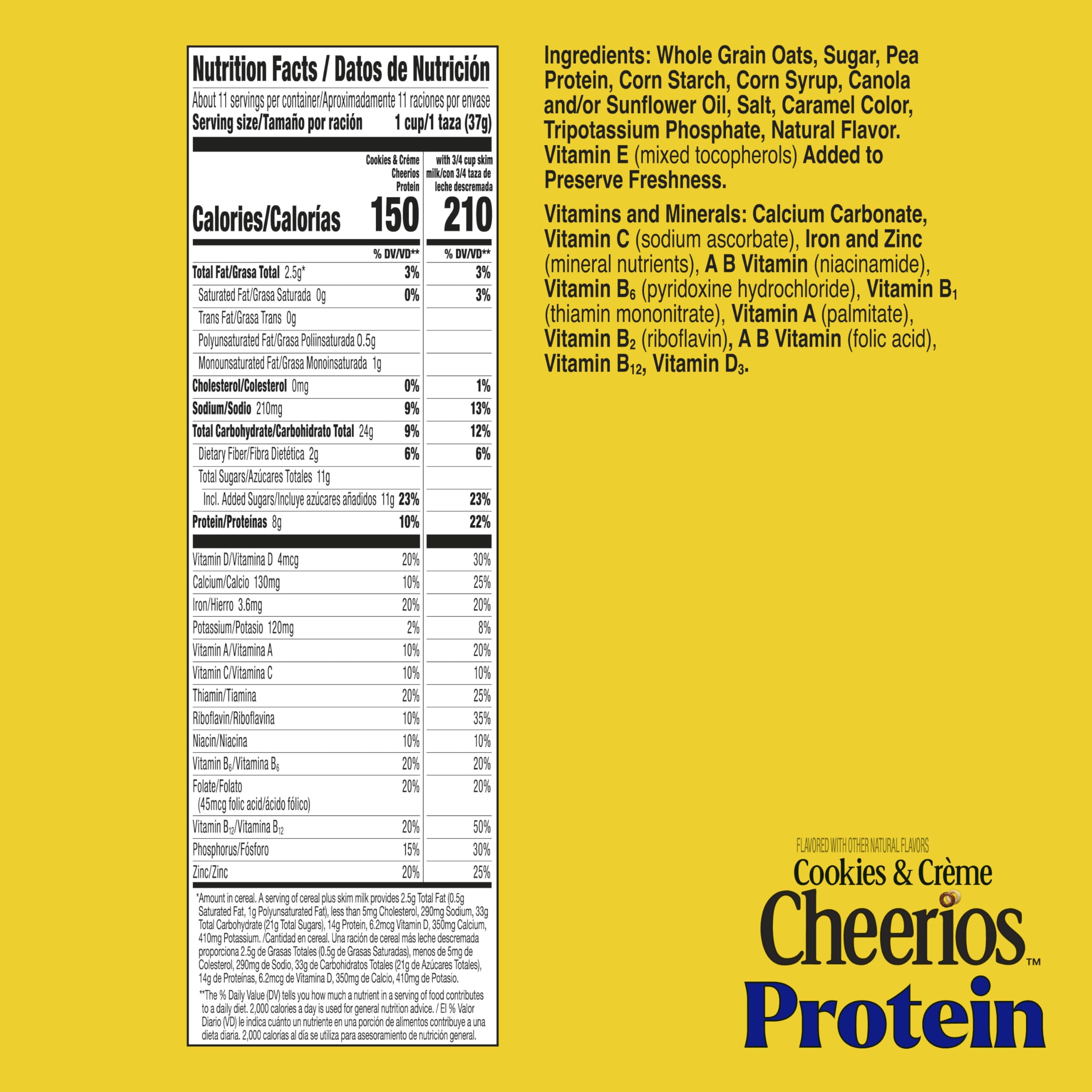Bowl of Cheerios Protein Cookies and Creme with milk for a protein breakfast