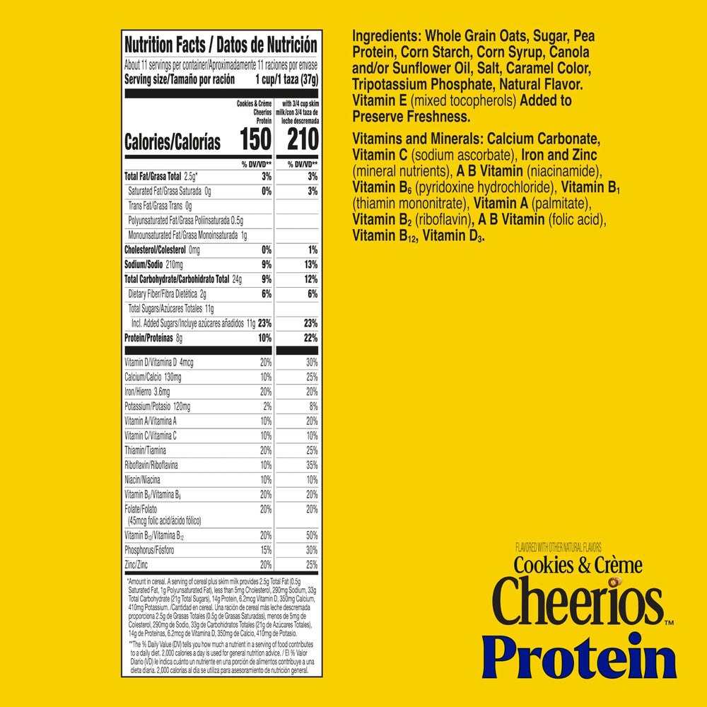 Bowl of Cheerios Protein Cookies and Creme with milk for a protein breakfast
