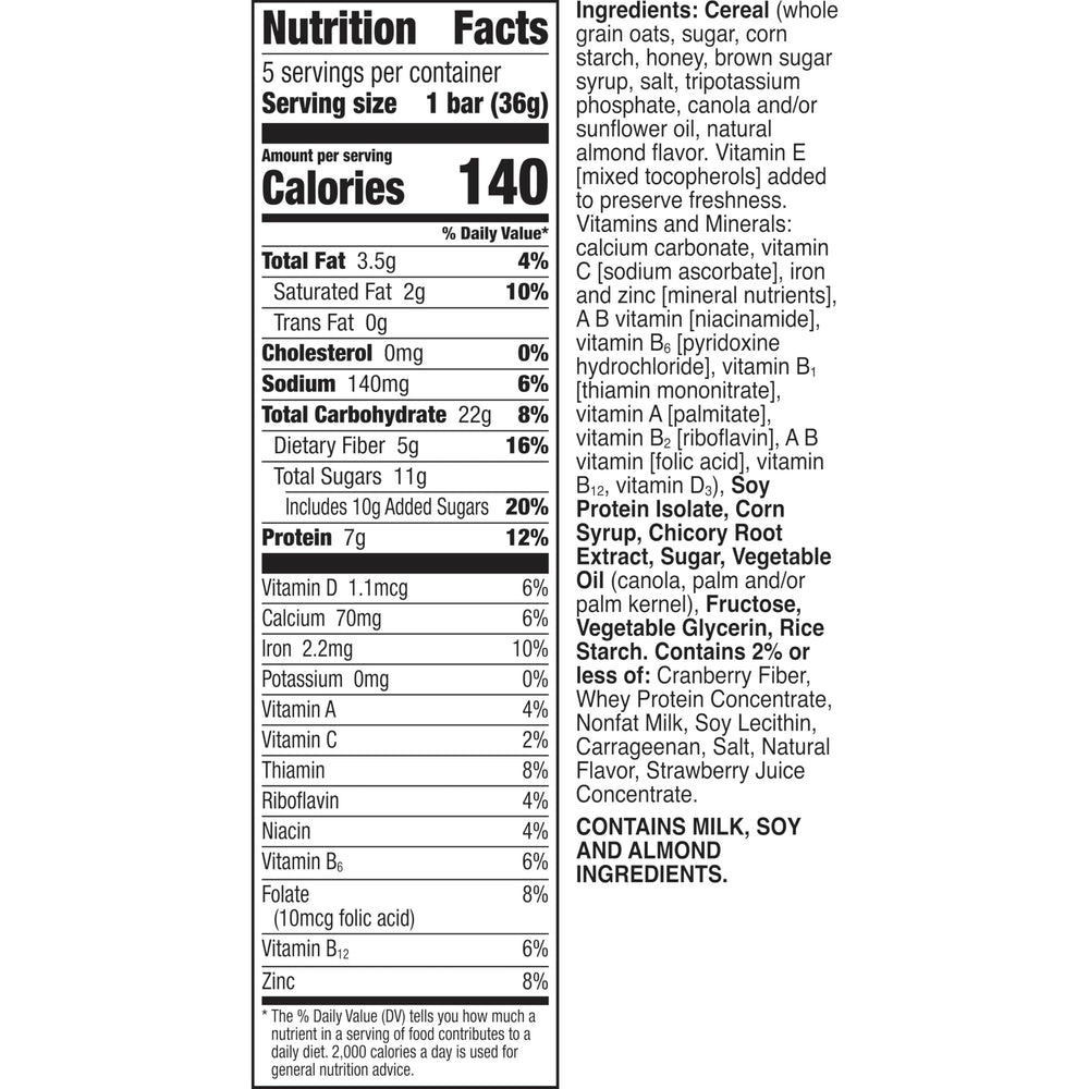 Close-up of Cheerios Protein Chewy Bars Mixed Berry highlighting chewy texture and berry flavor.