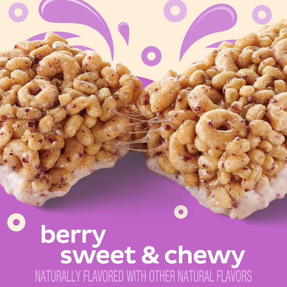 Box packaging of Cheerios Protein Chewy Bars Mixed Berry for quick snacking.
