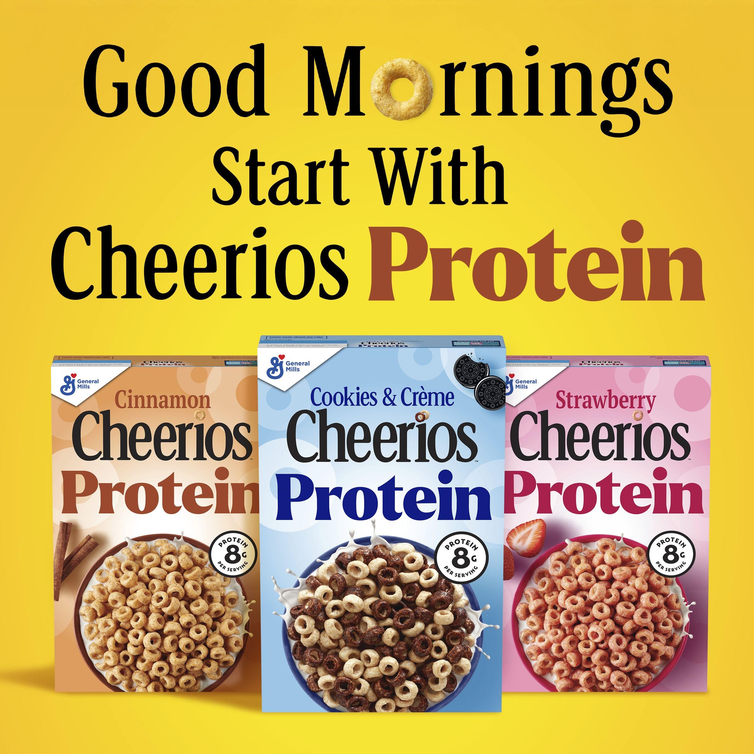 Cheerios Protein Cereal nutrition panel shows 12g whole grain per serving.