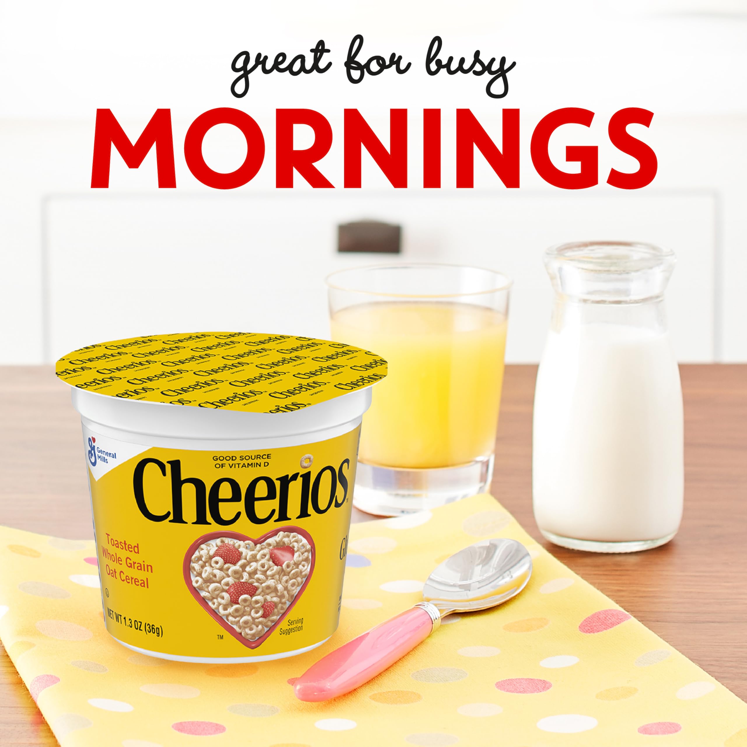 Cheerios single-serve cups packaging shown for convenience