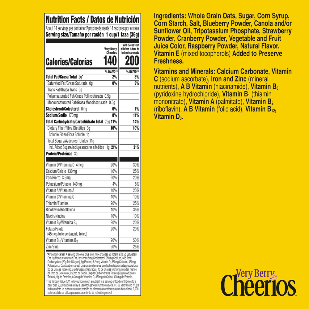 Very Berry Cheerios family-size packaging for sharing at home.