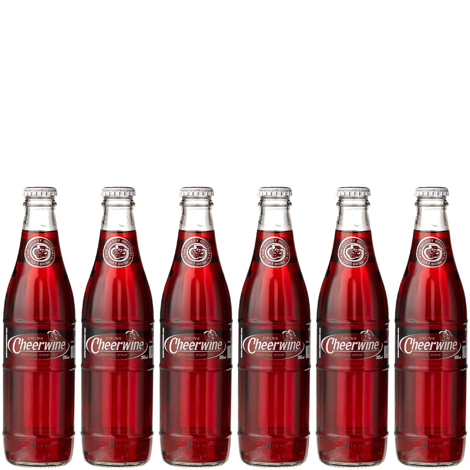 Cheerwine cherry soda bottle pack closeup highlighting refreshing flavor and glass packaging.