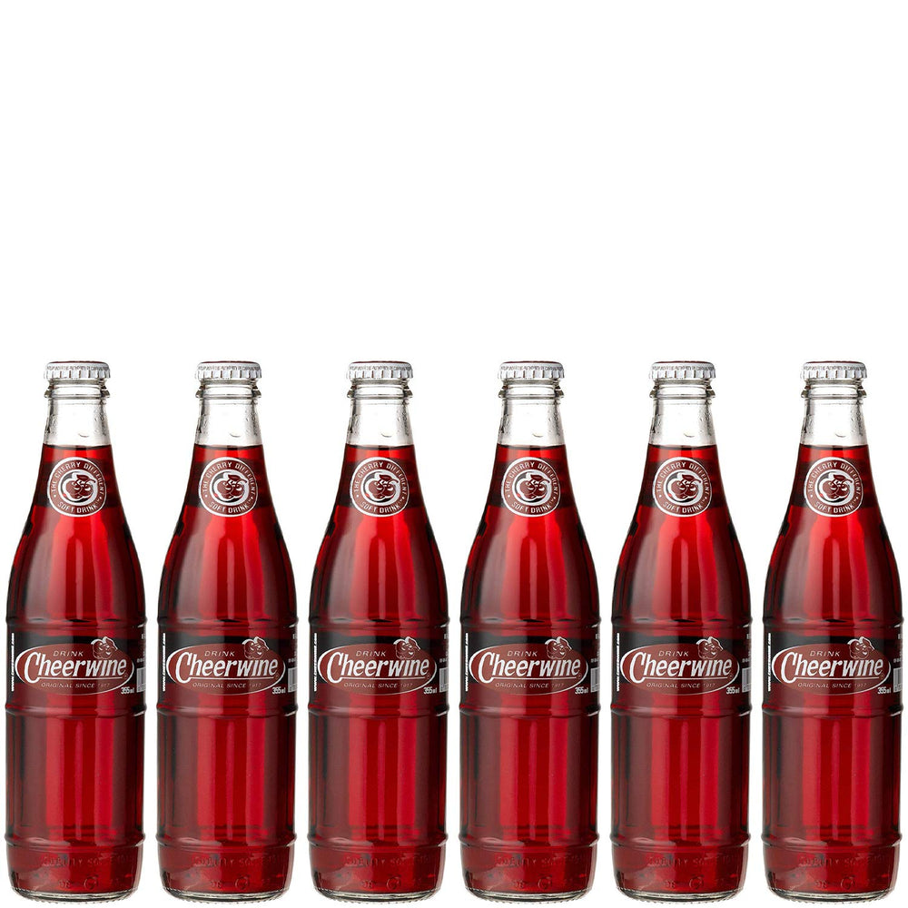 Cheerwine cherry soda bottle pack closeup highlighting refreshing flavor and glass packaging.