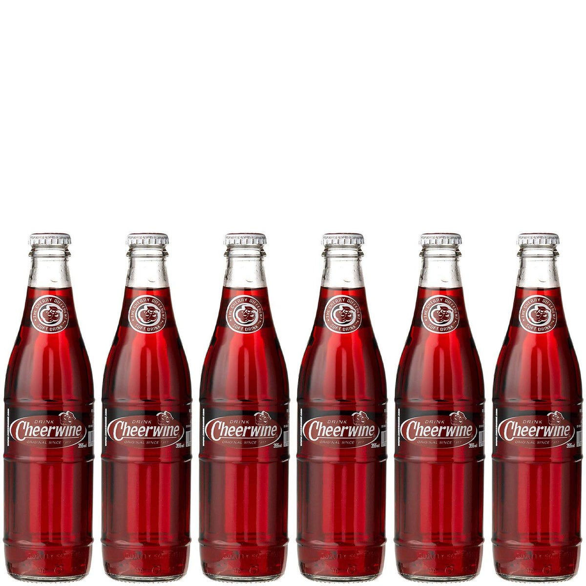 Cheerwine cherry soda bottle pack closeup highlighting refreshing flavor and glass packaging.