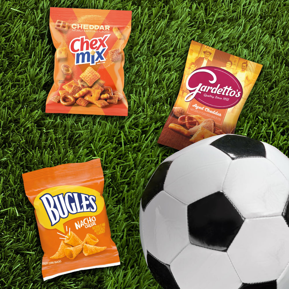 Cheesy Mix pantry display ready for instant snacking during game night