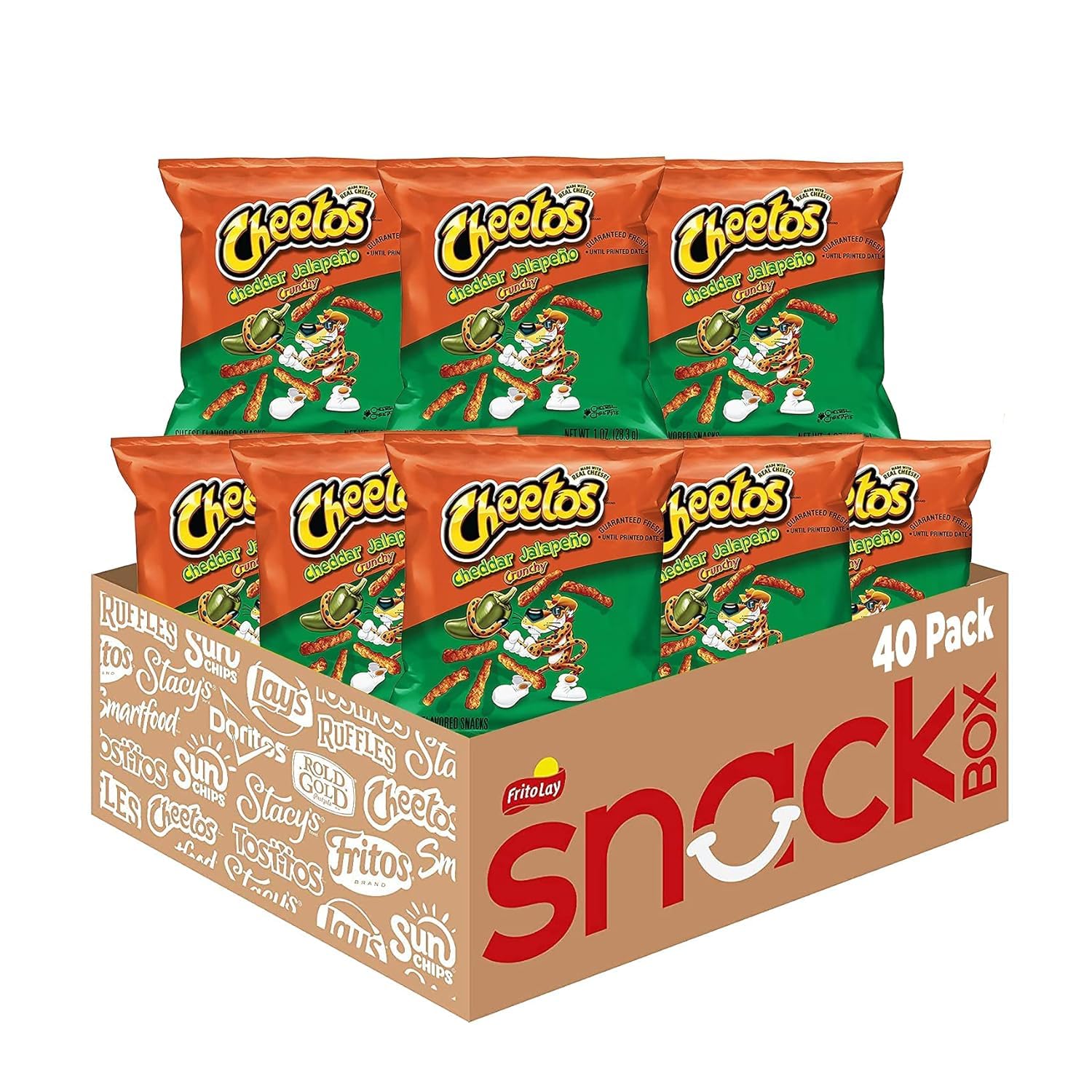 Cheetos cheddar jalapeño 40-pack bags ready for sharing and on-the-go snacking