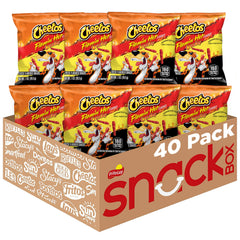 Cheetos Flamin' Hot Crunchy cheese snacks front packaging, grab-and-go snacking.